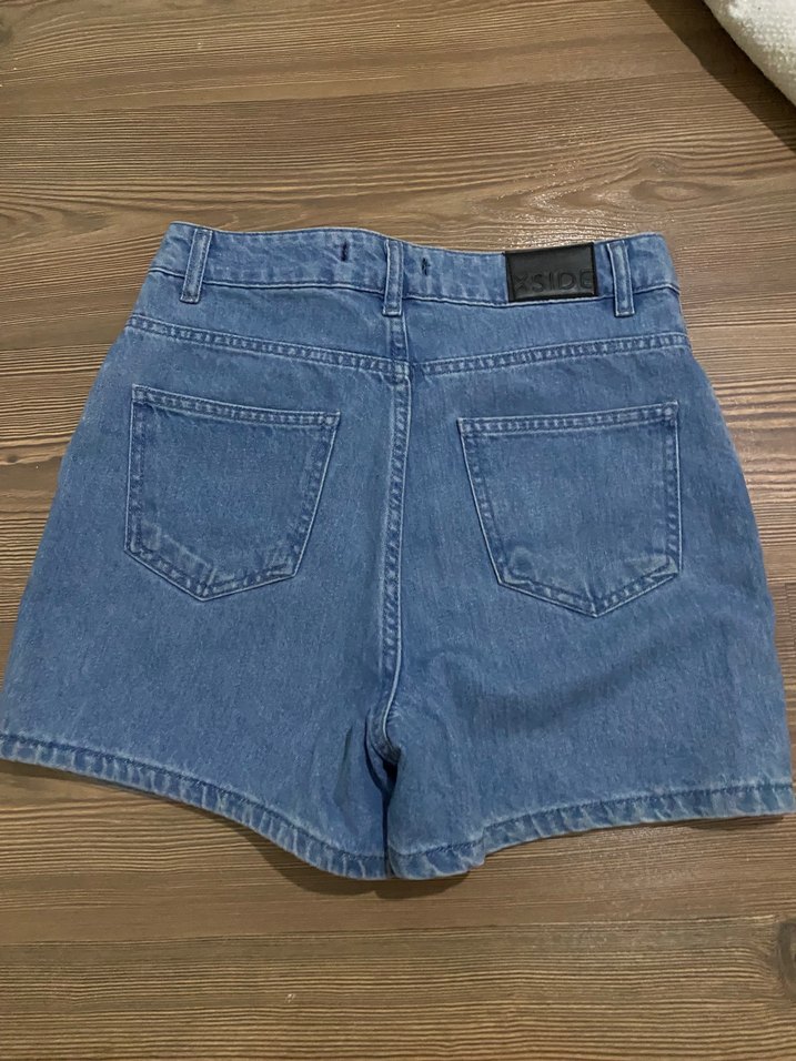 Mavi Rahat Kesim Denim Mini Etek - Görsel 4