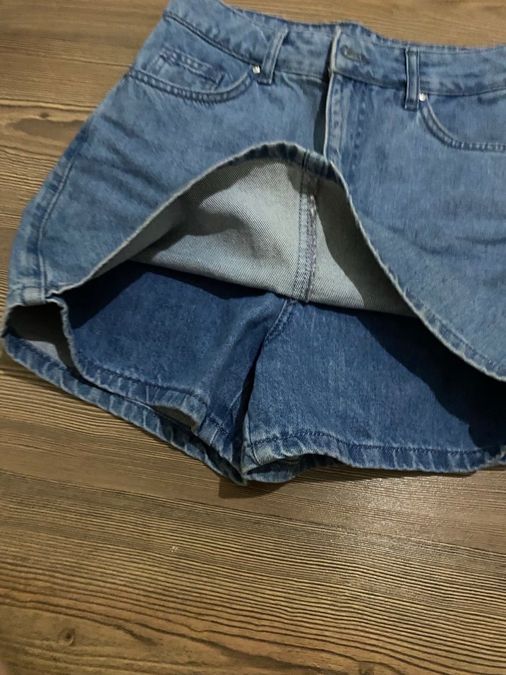 Mavi Rahat Kesim Denim Mini Etek - Görsel 3