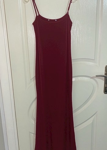 Bordo İp Askılı Elbise - Görsel 3