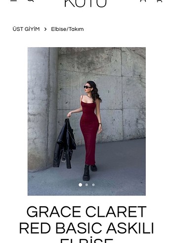 Bordo İp Askılı Elbise - Görsel 4