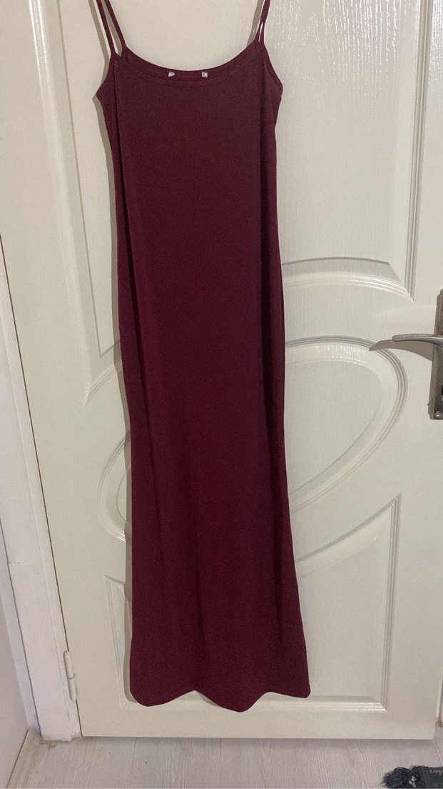 Bordo İp Askılı Elbise - Görsel 2