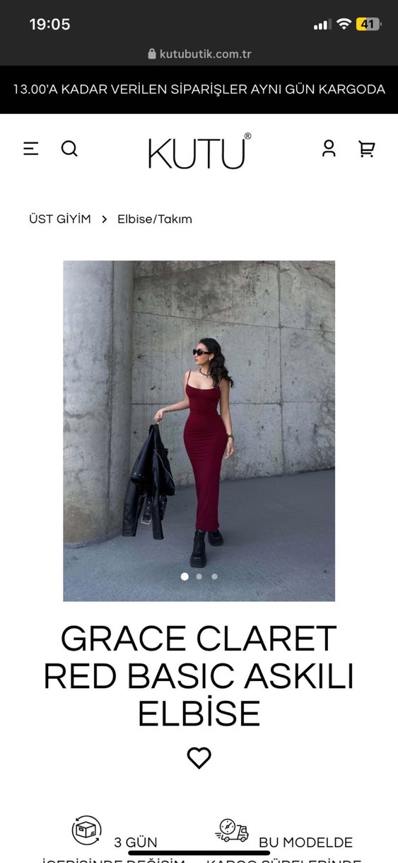 Bordo İp Askılı Elbise - Görsel 4