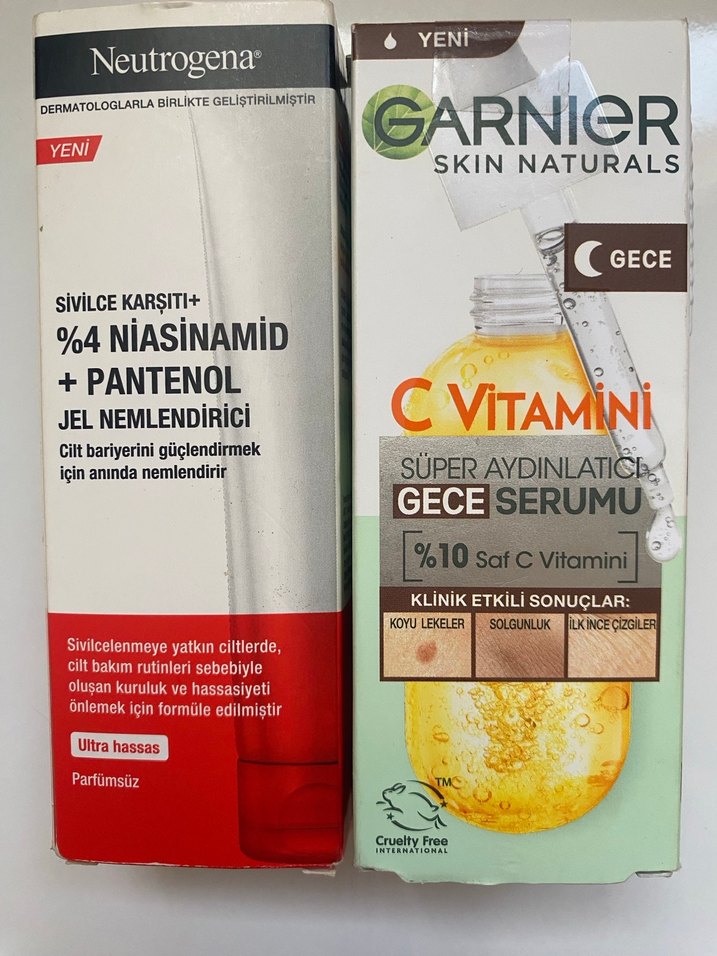 Neutrogena Sivilce Karşıtı Jel ve Garnier Gece Serumu - Görsel 2