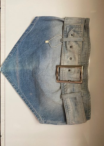 Tokalı Gri Mavi Denim Crop - Görsel 3
