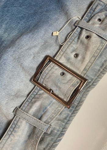 Tokalı Gri Mavi Denim Crop - Görsel 6