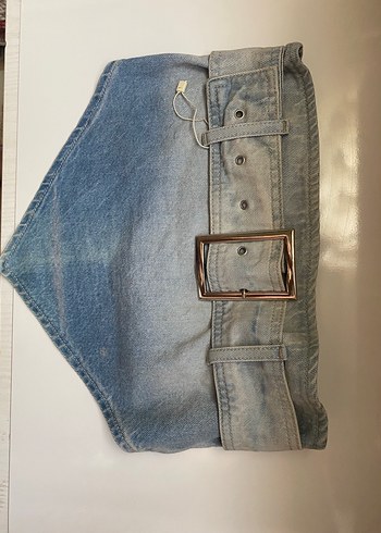 Tokalı Gri Mavi Denim Crop - Görsel 5