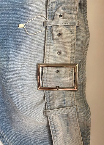 Tokalı Gri Mavi Denim Crop - Görsel 4