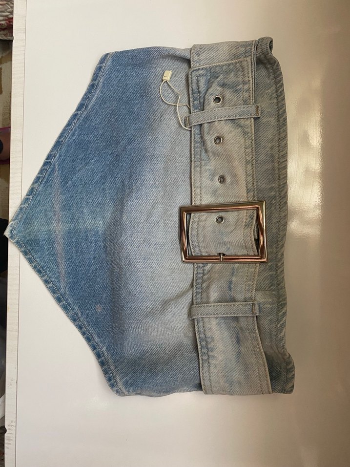Tokalı Gri Mavi Denim Crop - Görsel 5