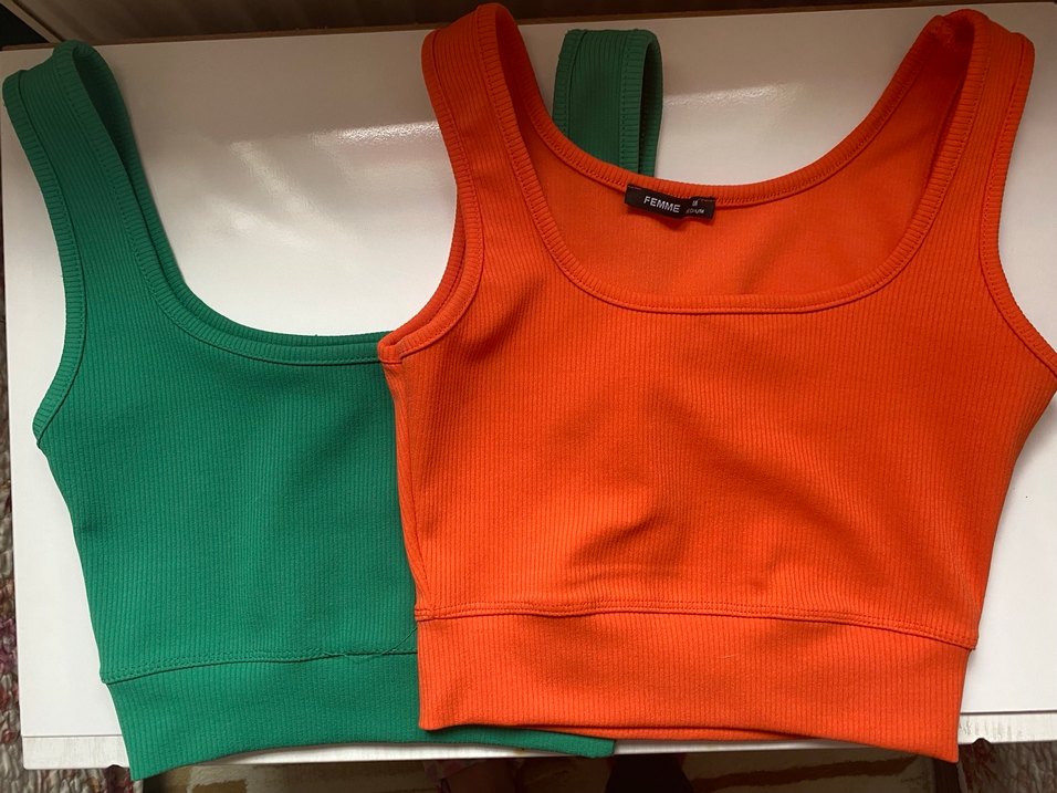 Kadın Yeşil ve Turuncu Atlet - Görsel 2