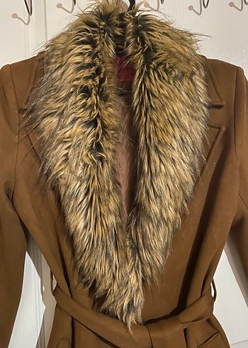 Kahverengi Süet Kürklü Midi Kadın Kaban - Görsel 6