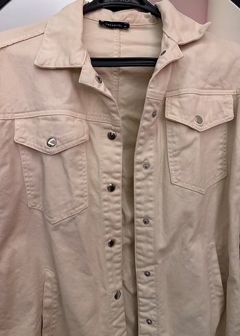 Bej Denim Ceket - Görsel 6