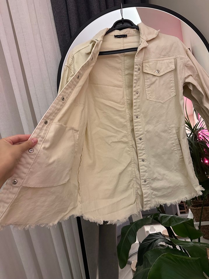 Bej Denim Ceket - Görsel 4