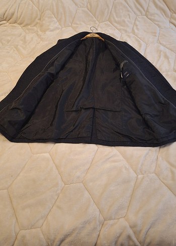 Düğmeli  Lacivert Erkek Klasik Yün Kaban - Görsel 3