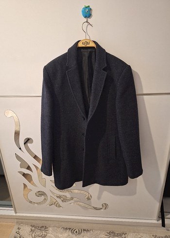 Düğmeli  Lacivert Erkek Klasik Yün Kaban - Görsel 5