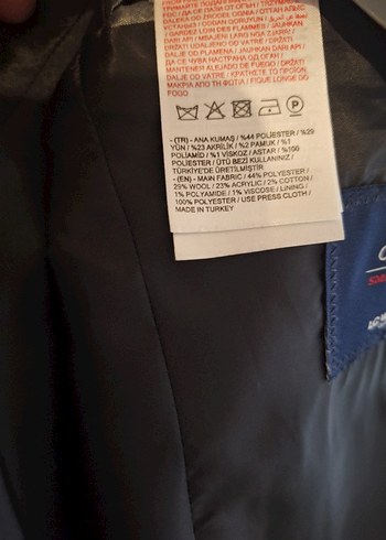 Düğmeli  Lacivert Erkek Klasik Yün Kaban - Görsel 7