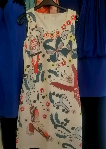 Çiçek ve Kuş Desenli Bohem Elbise - Görsel 2