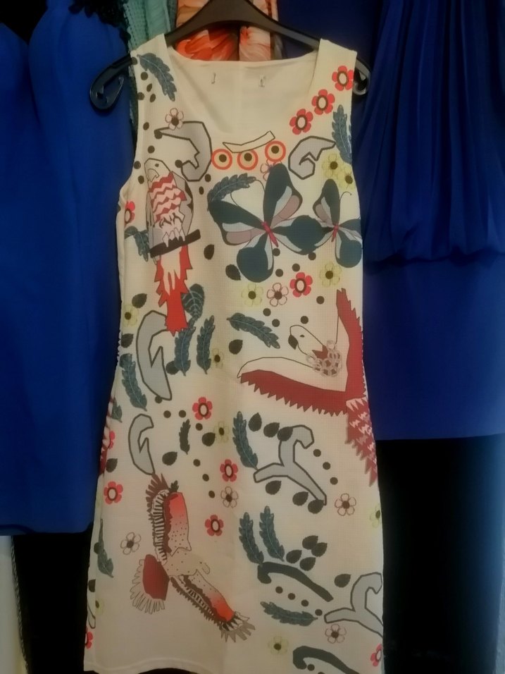 Çiçek ve Kuş Desenli Bohem Elbise - Görsel 2