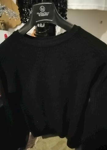 Siyah, Salaş Kesim, Uzun Kollu Triko Kadın Kazak - Görsel 3