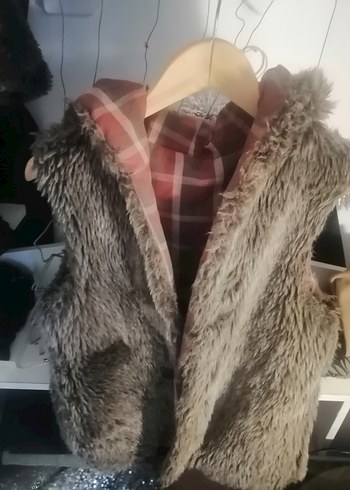 Gri Kürklü Kadın Yelek - Görsel 3