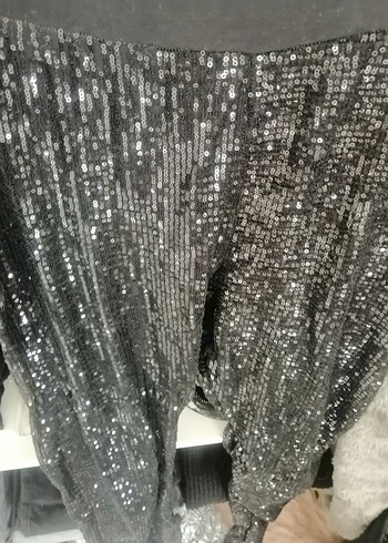 Parlak Gri Midi Kadın Pantolon - Görsel 3