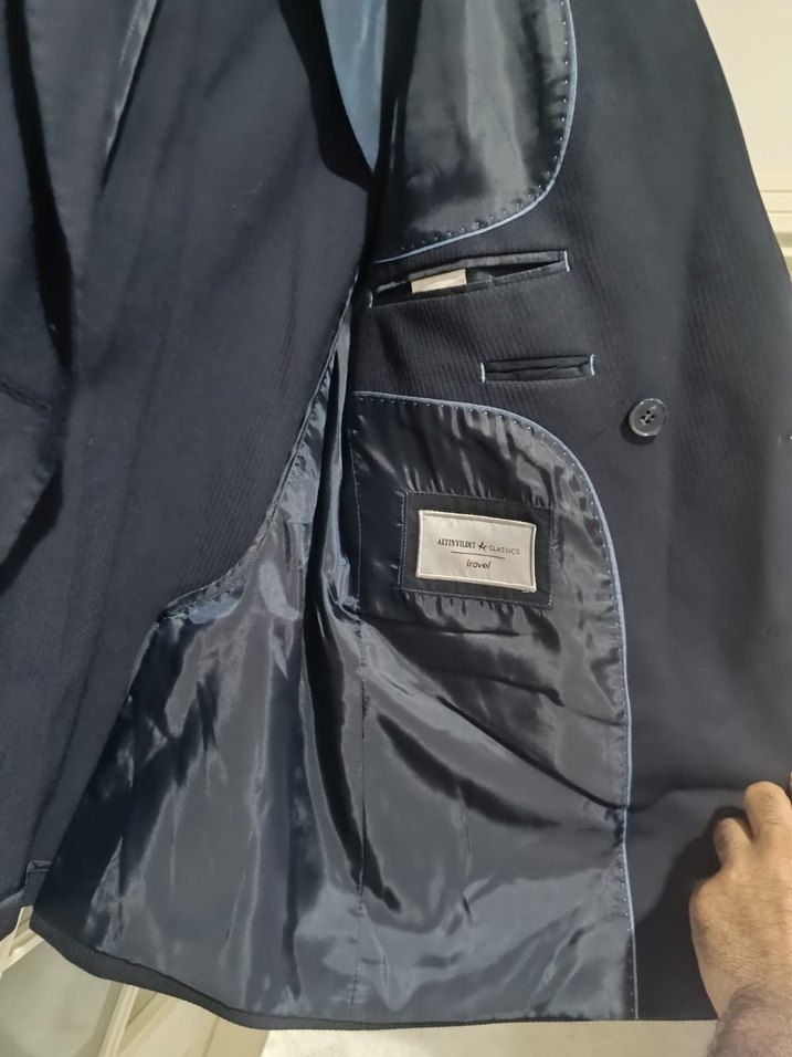 Erkek Lacivert Çift Düğmeli Takım Ceket - Görsel 3