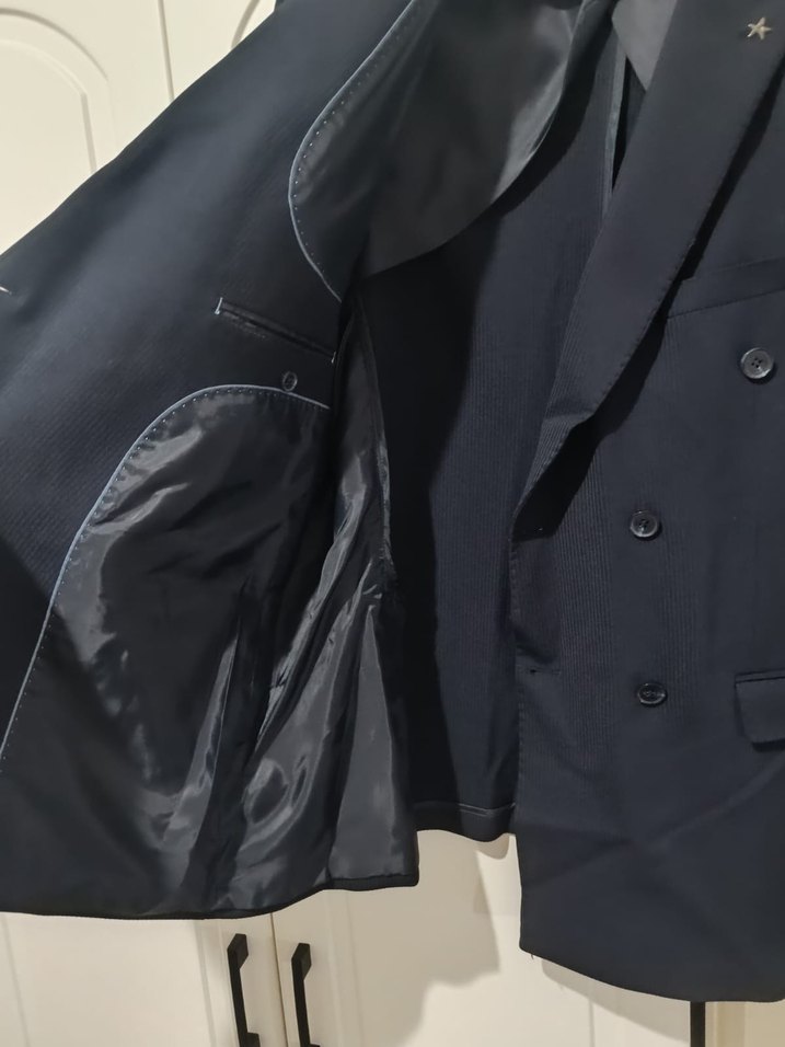 Erkek Lacivert Çift Düğmeli Takım Ceket - Görsel 2