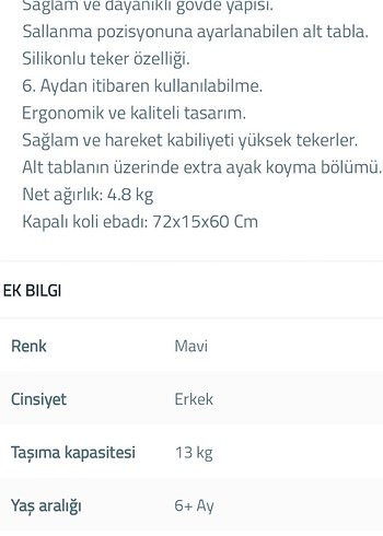 Prego Turkuaz Bebek Yürüteci