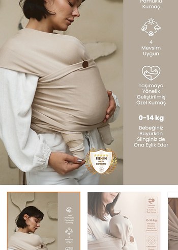 İlays mabel sling Açık Camel Renkli Bebek Kanguru - Görsel 3