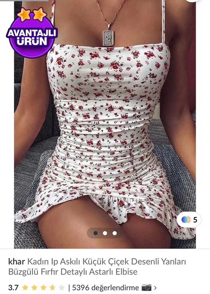 Kadın kısa mini elbise çiçek desenli - Görsel 2