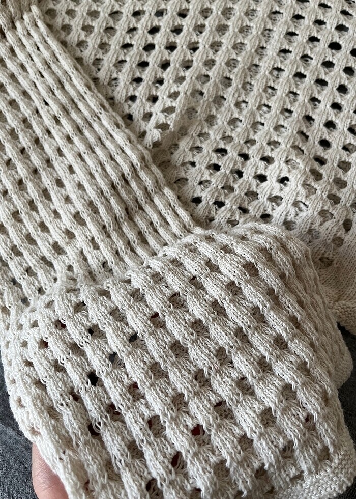 Kadın triko delikli crop - Görsel 3