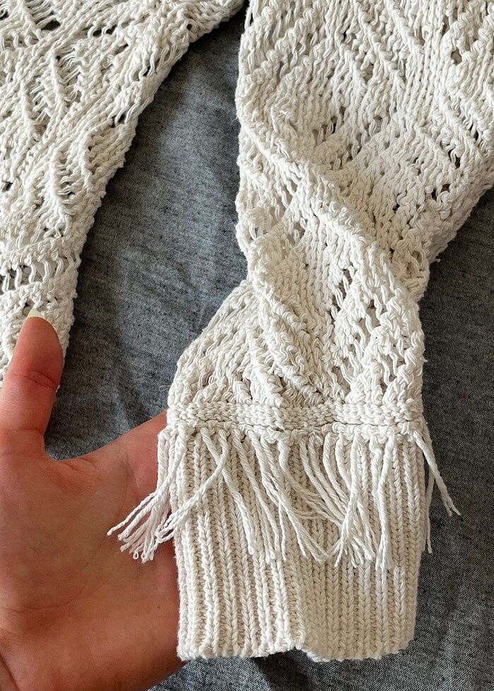 Kadın triko delikli hırka ceket - Görsel 2