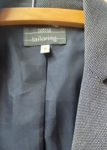 Marks & Spencer M S Tailoring Gri Desenli Kadin Kisa Ceket