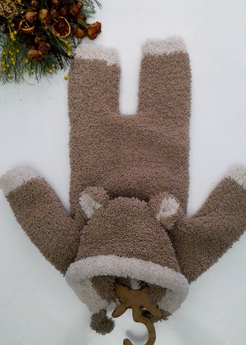 Kahverengi Örgü Yün Bebek Tulumu - Görsel 8