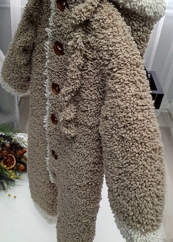 Kahverengi Örgü Yün Bebek Tulumu - Görsel 10