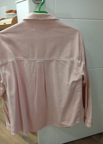 Pembe Düğmeli Uzun Kollu Keten Gömlek - Görsel 2