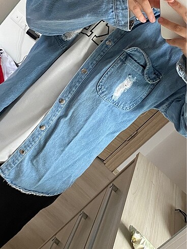 s Beden mavi Renk Oversize ince kot ceket