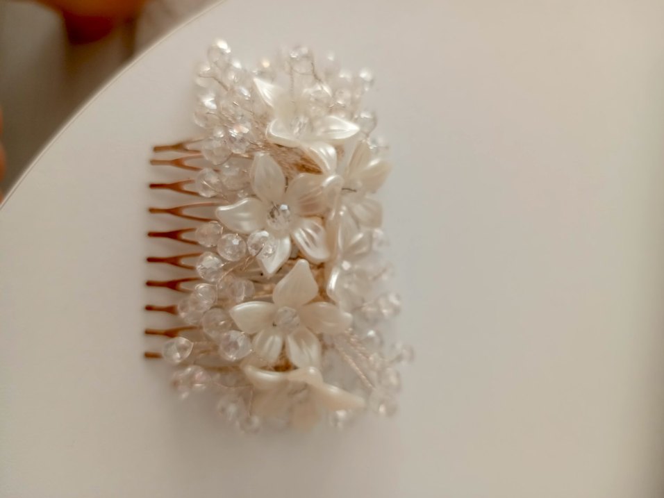 Beyaz Boncuklu Kadın Saç Aksesuarı - Görsel 2