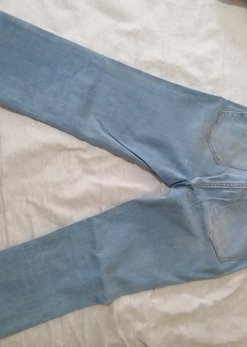 Kadın Mavi Denim Midi Boy Dar Kesim Kot Pantolon - Görsel 5