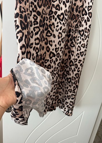 44 Beden kahverengi Renk Kahverengi Leopar Desenli Uzun Etek