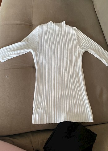 Kadın Beyaz V Yaka Düğmeli Pamuklu Kazak - Görsel 2