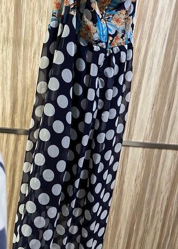 Bohem Çok Renkli Uzun Askısız Elbise - Görsel 2