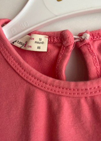 Uzun Kollu Pembe Baskılı Kız Elbisesi - Görsel 2