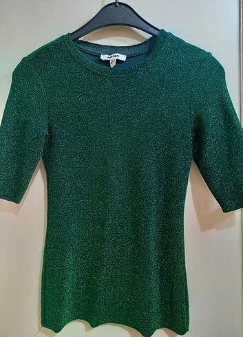 Yesil simli koton üst 38 beden
