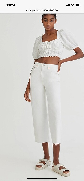 Beyaz straight fit crop jean pull bear