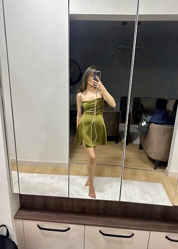 MAVES Yeşil Satin Mini Elbise - Görsel 2