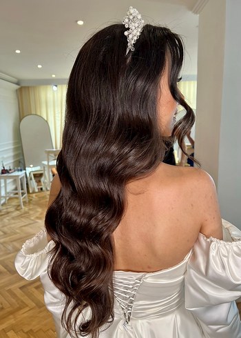 Parlak Beyaz Modern Klasik Prenses Gelinlik - Görsel 3