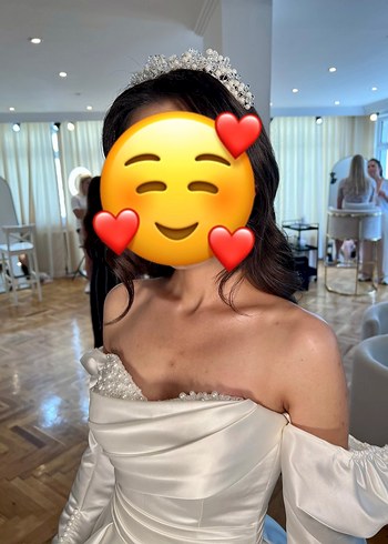 Parlak Beyaz Modern Klasik Prenses Gelinlik - Görsel 5