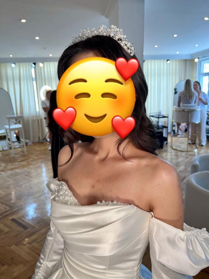 Parlak Beyaz Modern Klasik Prenses Gelinlik - Görsel 5