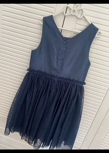 H&M Lacivert Çiçek Detaylı Kolsuz Kız Elbisesi