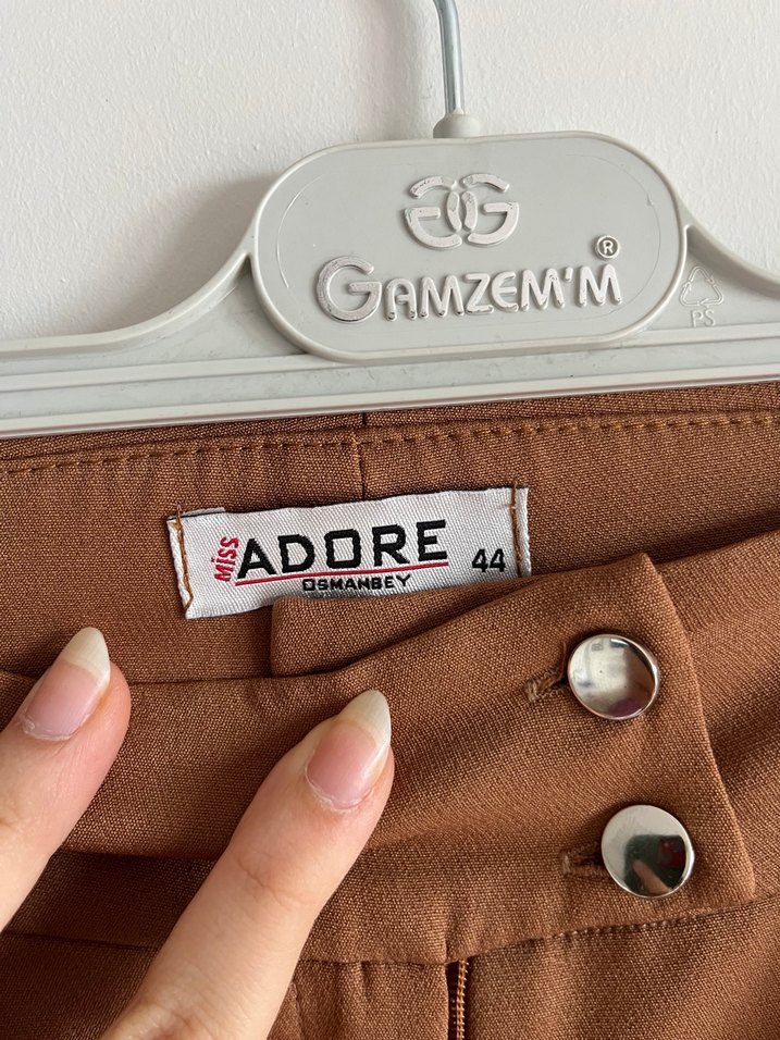 Kahverengi Bej Kadın Kumaş Pantolon - Görsel 3